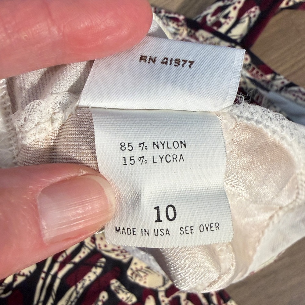 Vintage 1970s Women's One Piece Swimsuit‎ Boho Batik DEWEESE California Size 10 - Picture 14 of 16